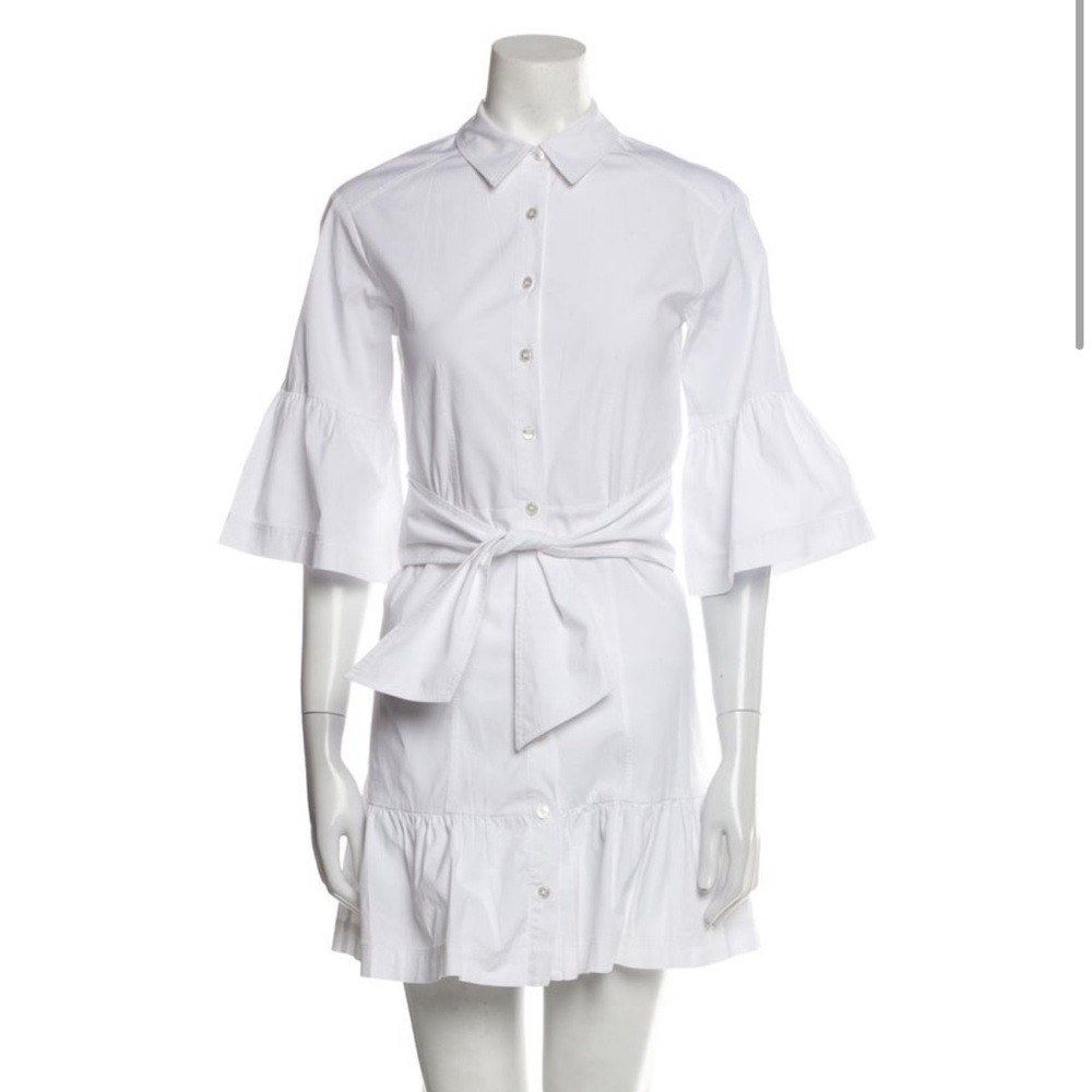 Veronica Beard White Tie-Waist Mini Dress